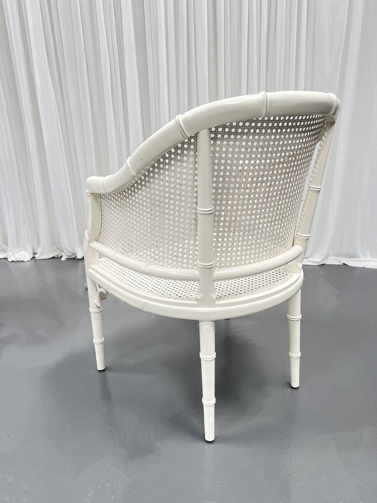 White Chippendale Style Faux Wood Bamboo Easy Chairs,  1960s. photo buy