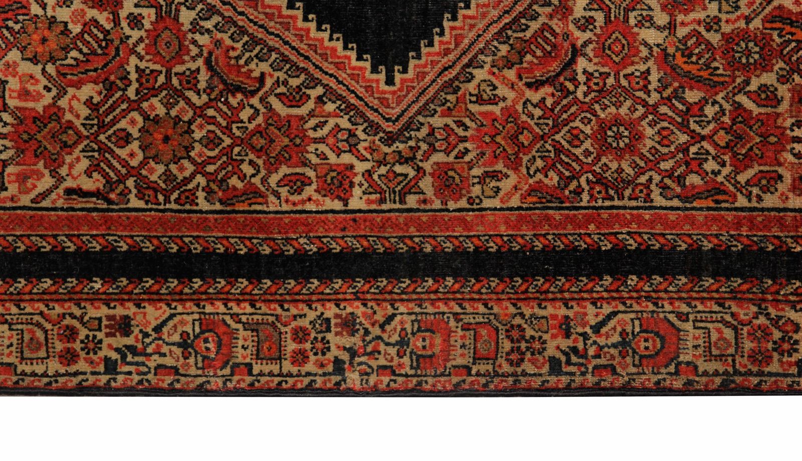 Antique Handwoven Oriental Wool Area Rug Rust Geometric Carpet photo for sale