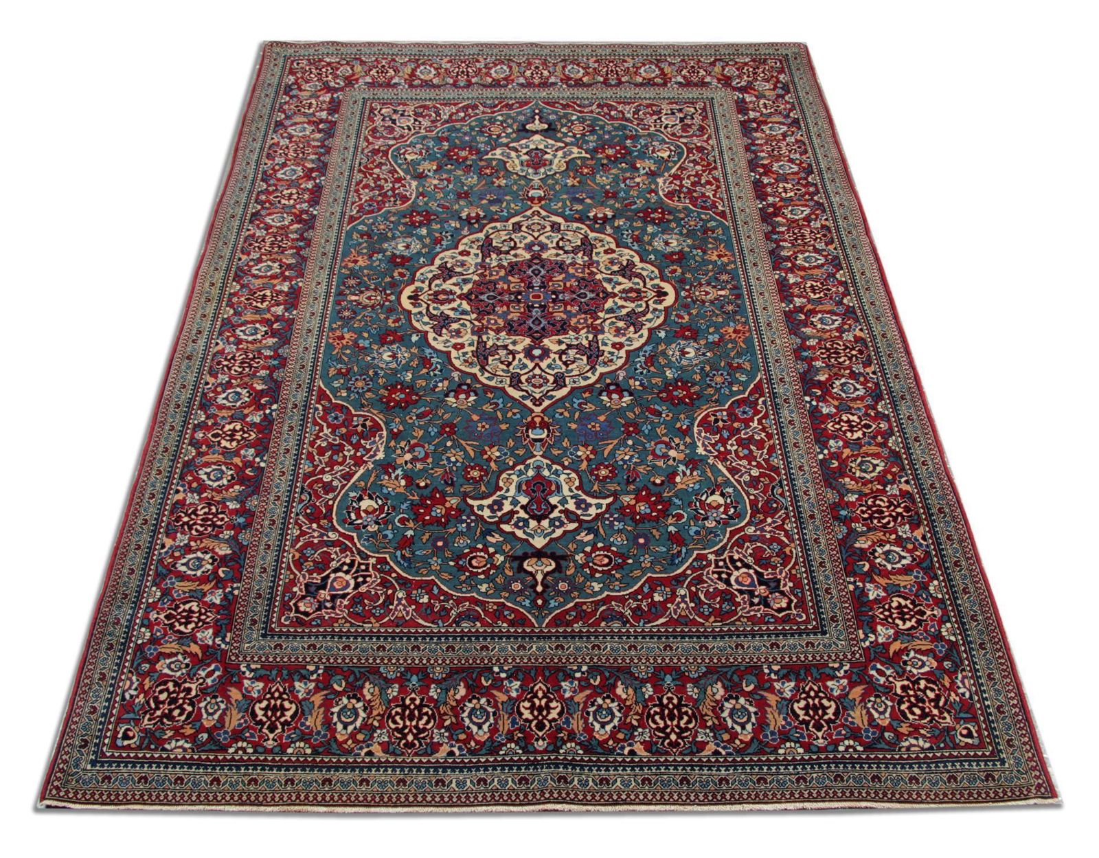 Traditional Rug Handmade Teal Wool Carpet Oriental Antique Area Rug photo 12000.0