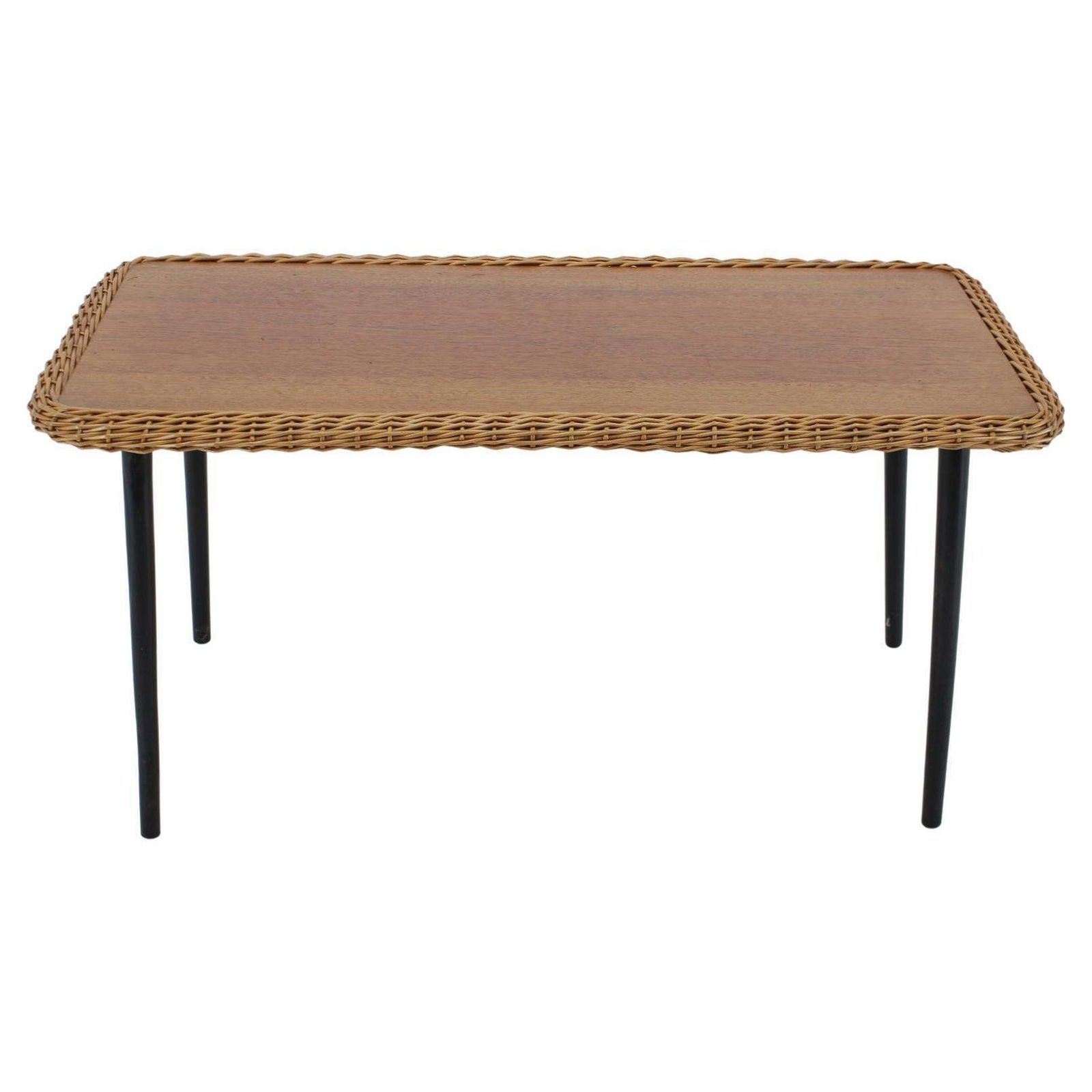 1970s Coffe Table With Rattan Edge, France