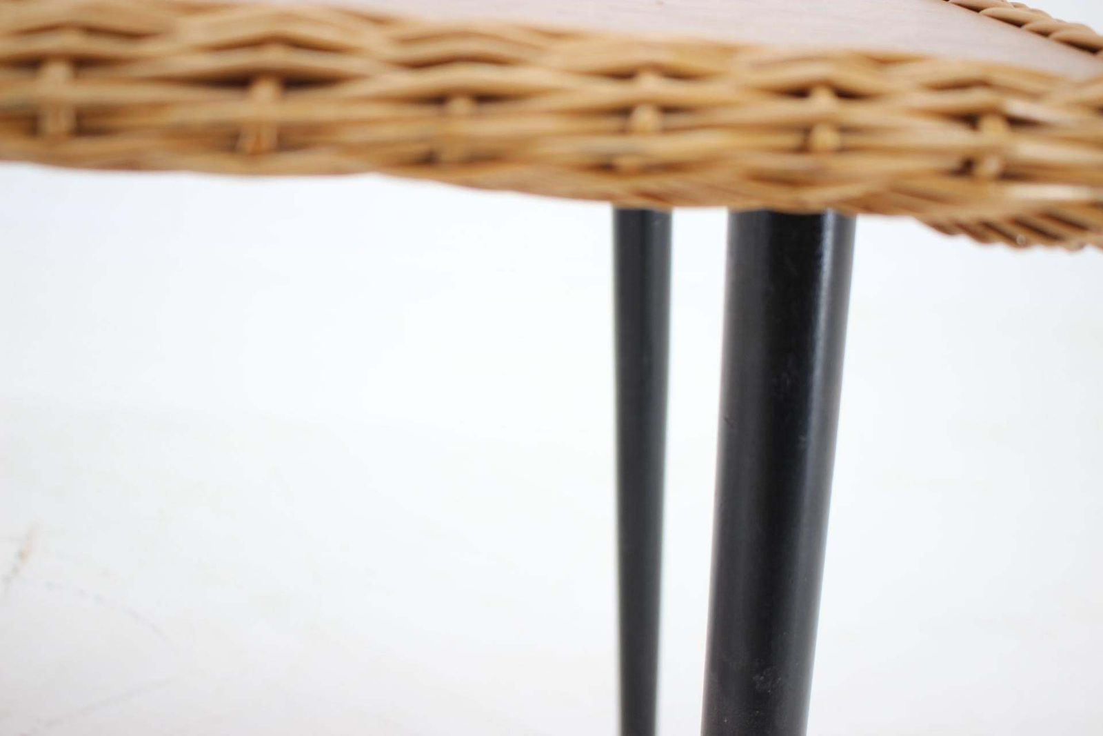 1970s Coffe Table With Rattan Edge, France photo vintage