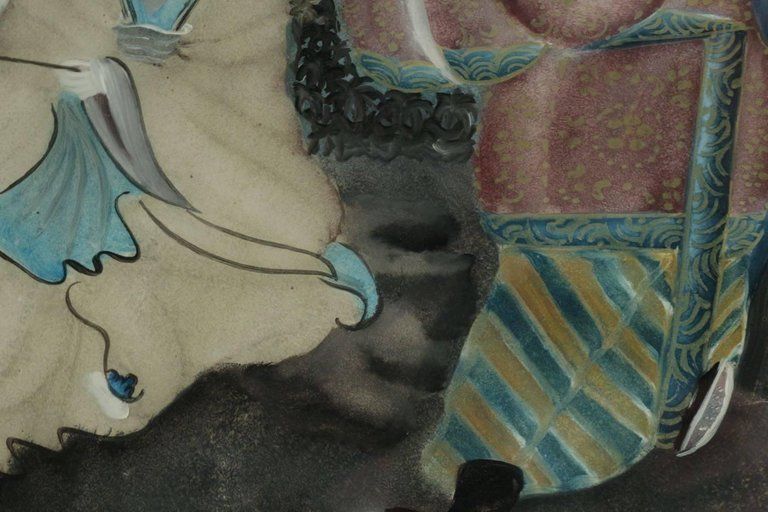 photo for sale Pair Of 19th Century Asian Painting Under Glass Of Superior Quality