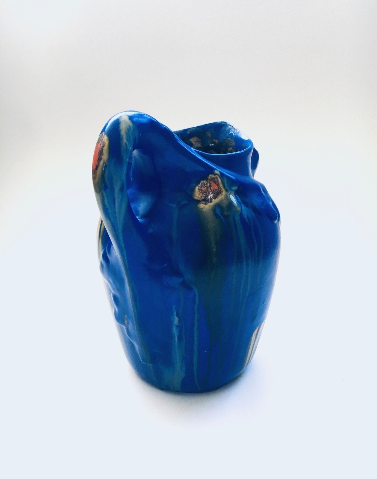 Art Nouveau Multicolored Ceramic Decanter, Belgium 1920's photo 86.8