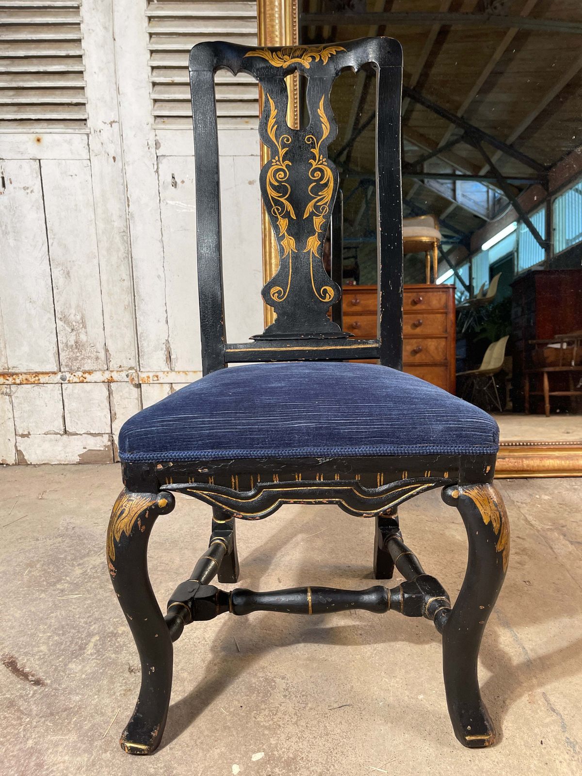 Rare Early Antique Queen Anne Jappened Side Chair Circa 1710 photo Furniture