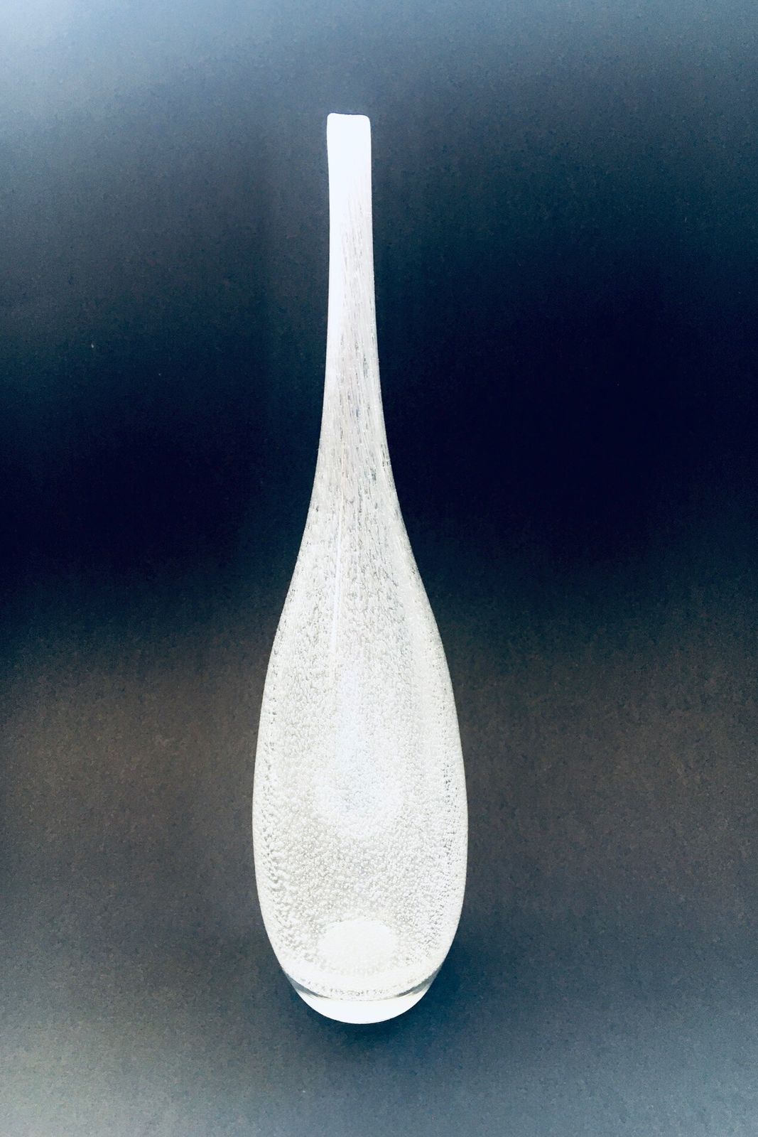 Vintage Art Glass Bubble Spout Vase, France 1960's photo for sale