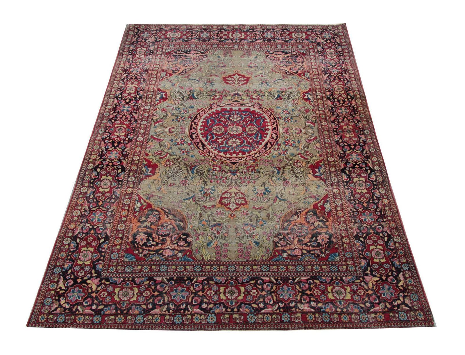 Traditional Antique Rugs Handknotted Oriental Area Green Wool Carpet photo furniture