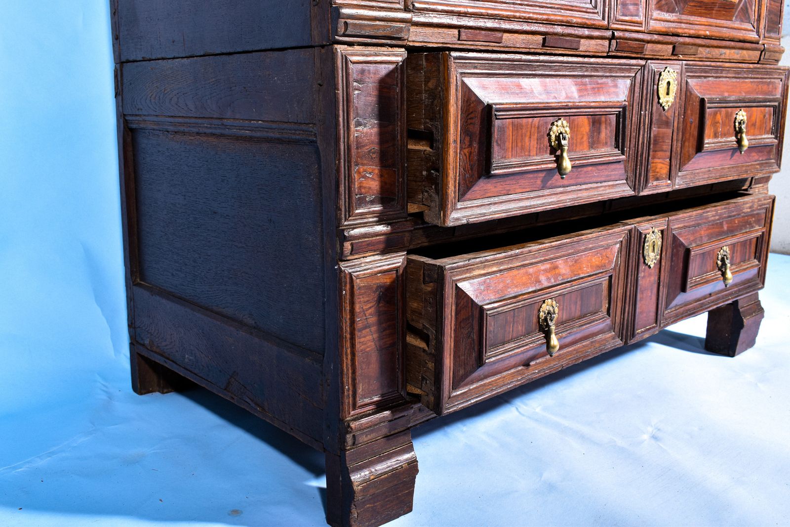 Fine & Rare Charles II Oyster Veneered Two Part Chest Of Drawers photo for sale