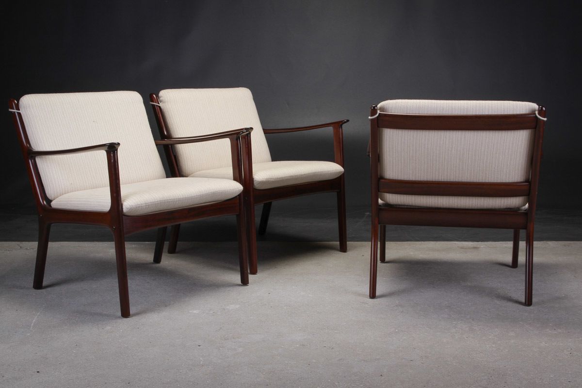 1950s Ole Wanscher Set Of Two Pj112 Lounge Chairs In Mahogany photo Furniture