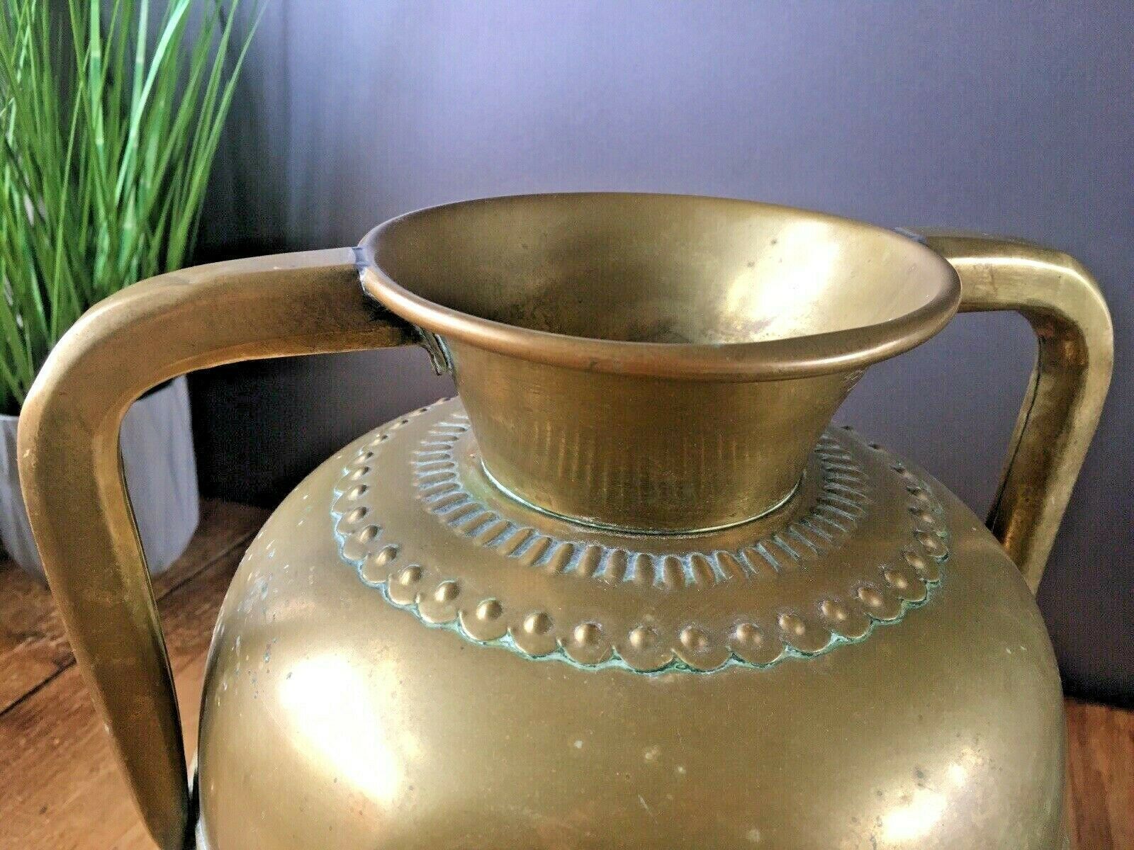 photo furniture Antique French Brass Twin Handled Urn Water Jug Vase Garanti Villedieu Plant Pot