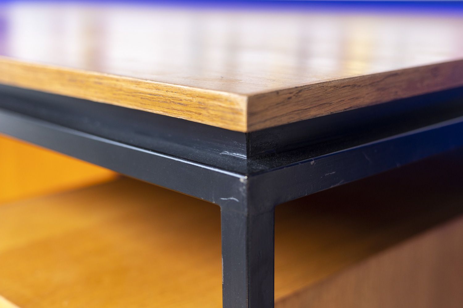 Desk In Oak And Lacquered Metal, 1970s photo vinterior