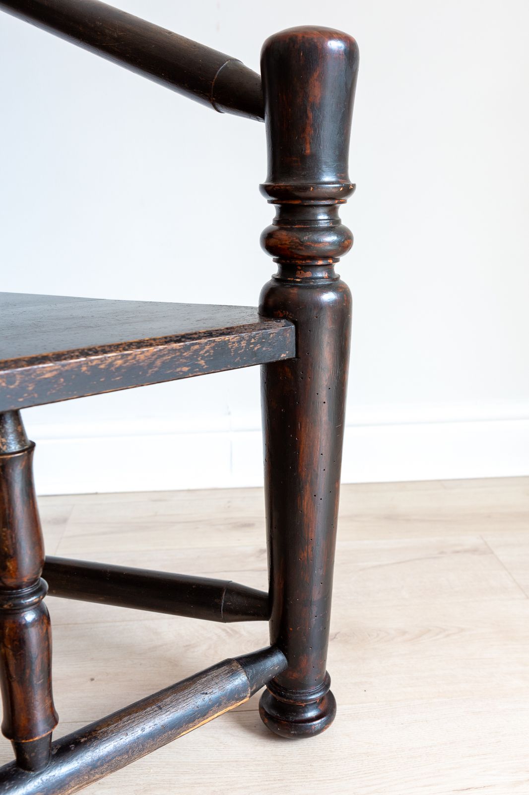 photo buy Unique 18th Century Tall Back Carved Turner’s Chair Lacquered Statement Throne Chair