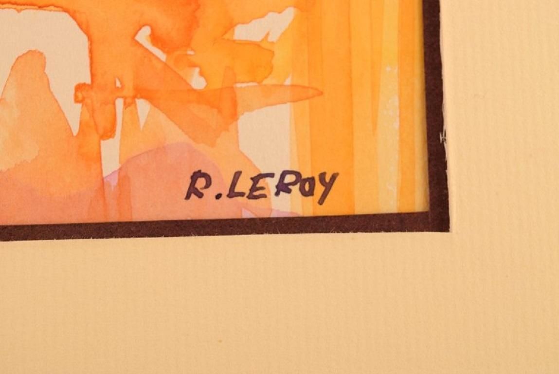 René Leroy, French Artist, Watercolor On Paper, 1980s photo for sale