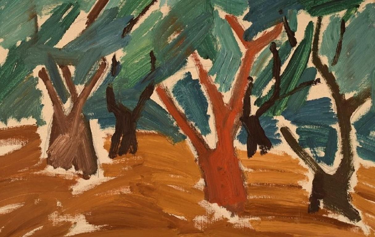 B. Stålfors, Swedish Artist, Oil On Canvas, Modernist Forest Landscape photo 567.0