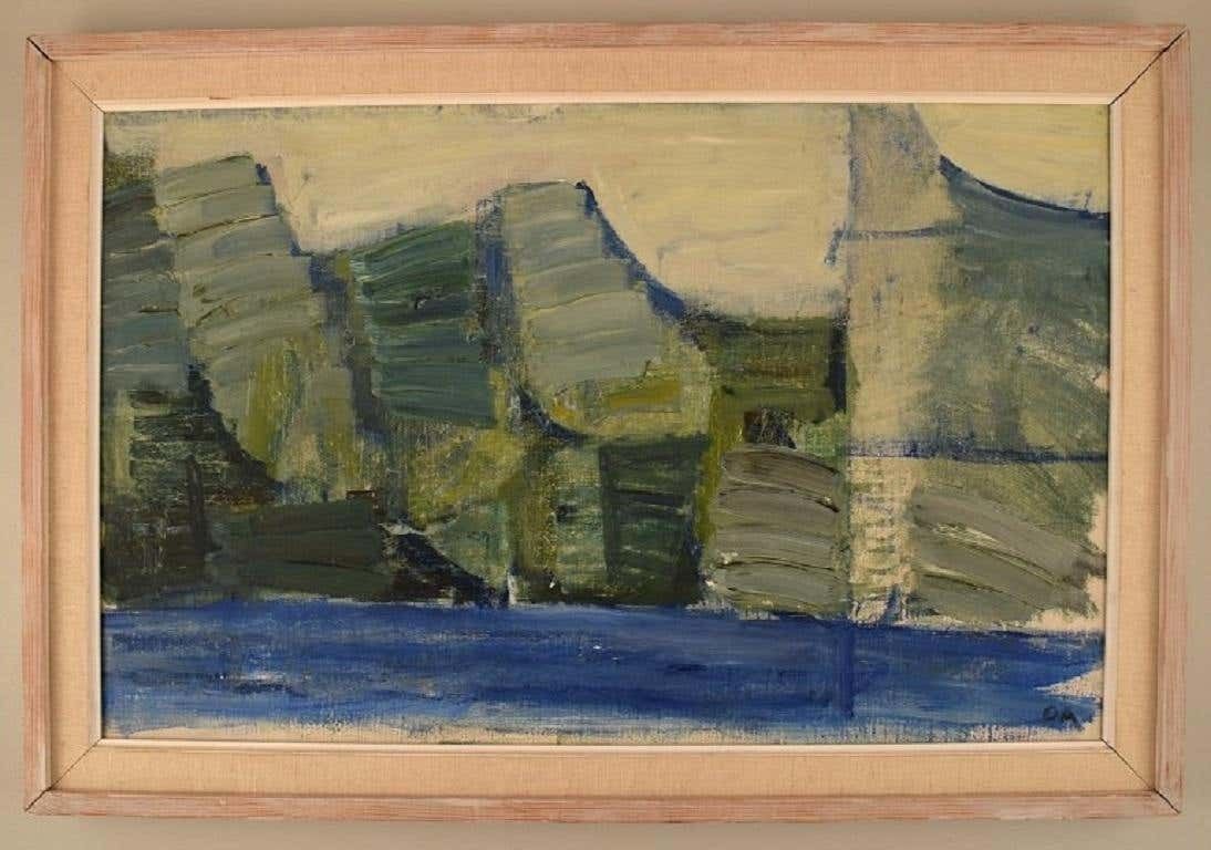 Olle Agnell, Sweden, Oil On Canvas, Modernist Landscape, 1960s photo furniture