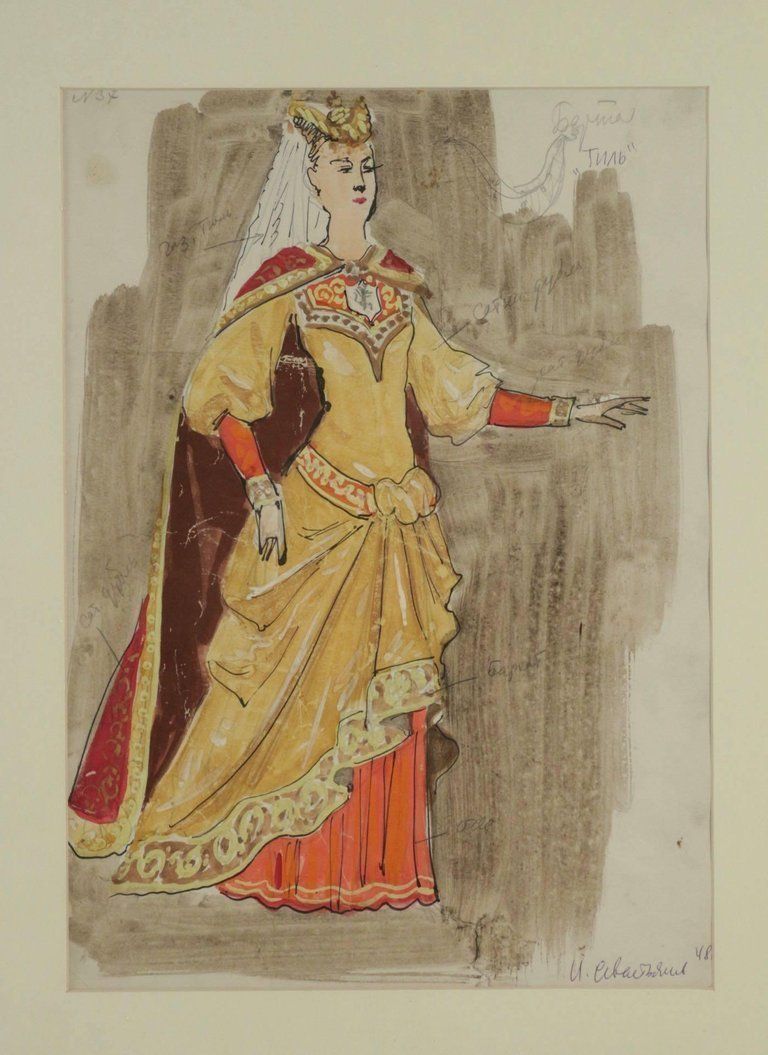 Watercolor Painting Of A Russian Dancer From The Russian Theatre photo furniture