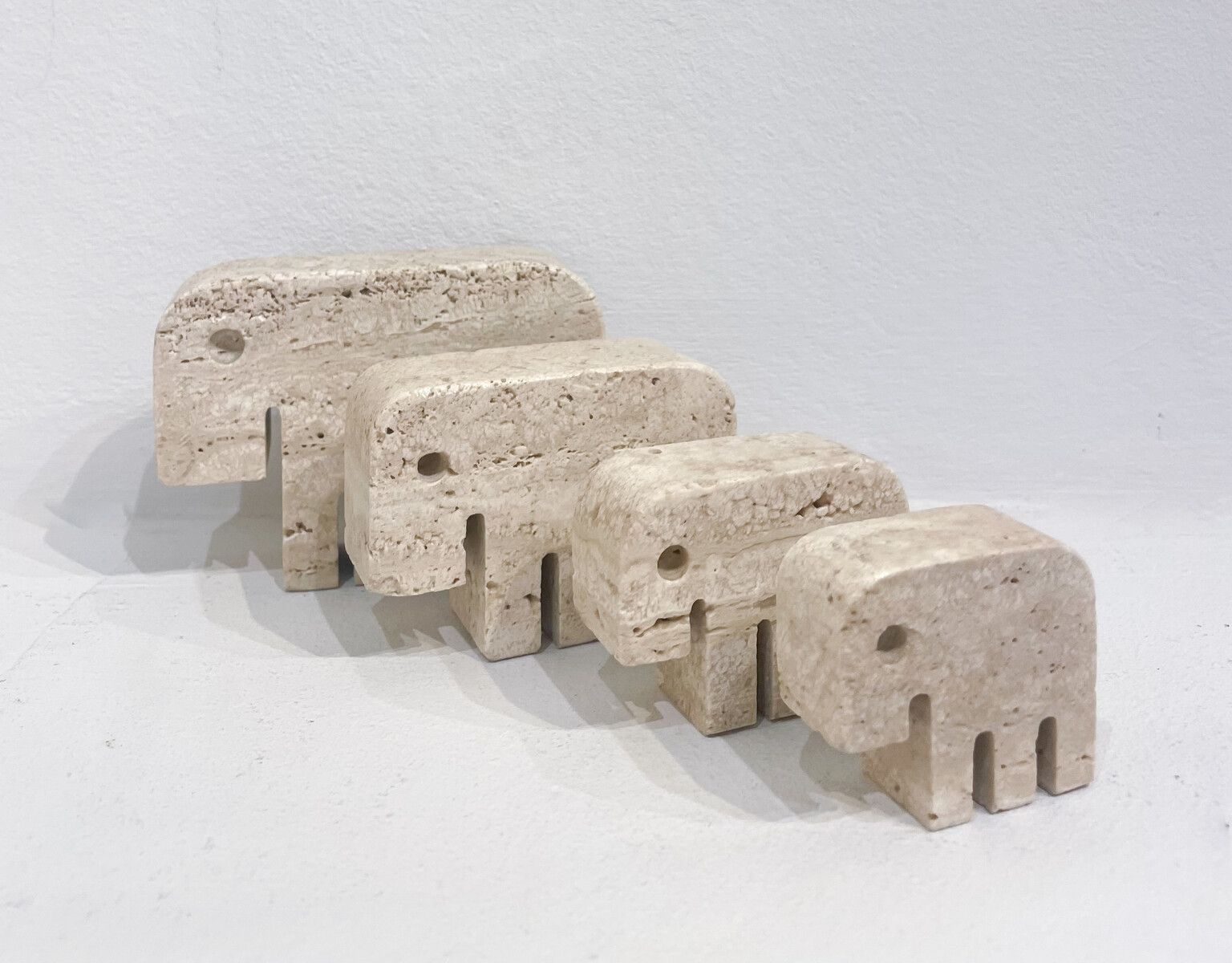 Set Of 4 Travertine Elephant Sculptures By Fratelli Mannelli photo furniture