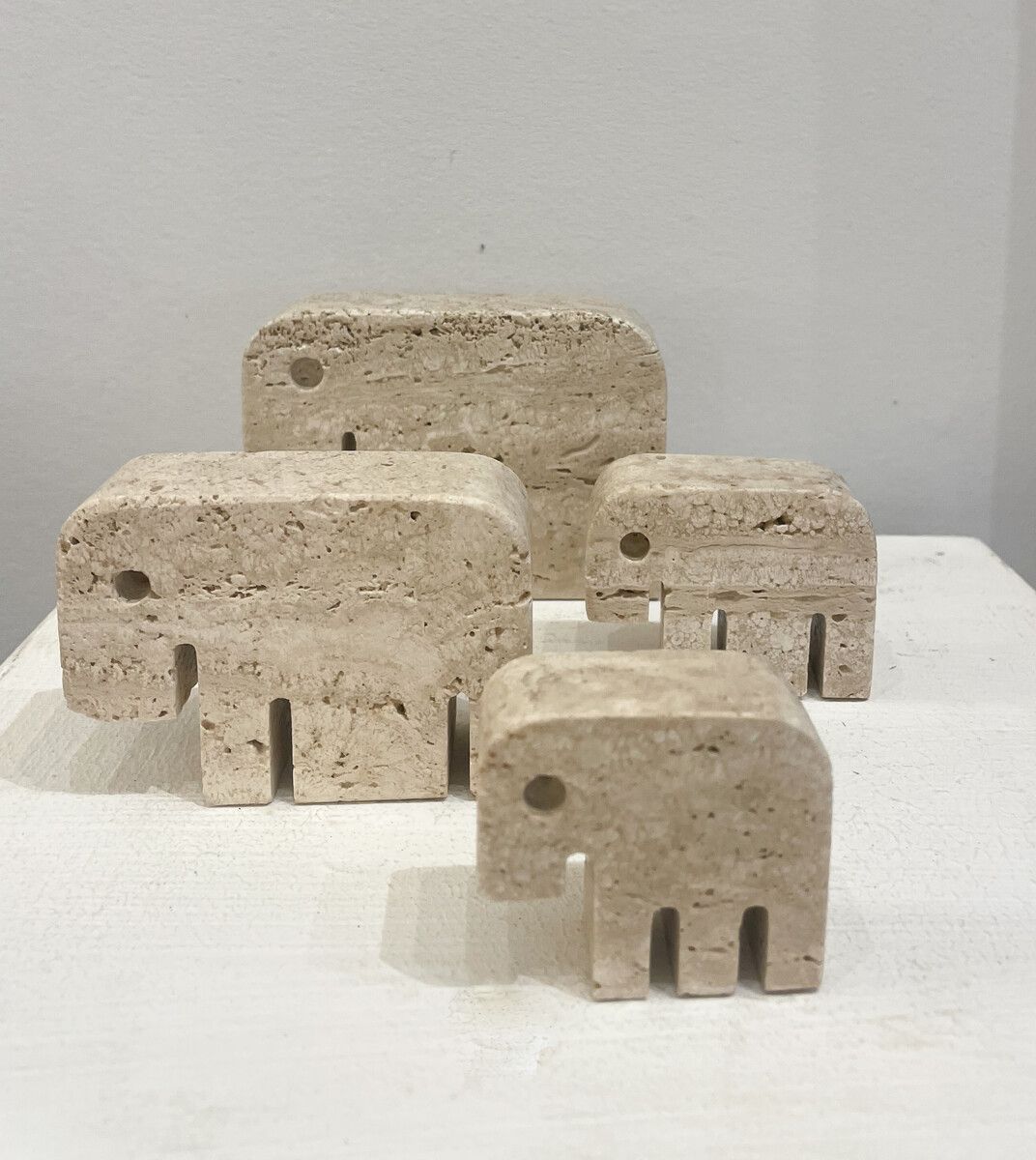 Set Of 4 Travertine Elephant Sculptures By Fratelli Mannelli photo for sale