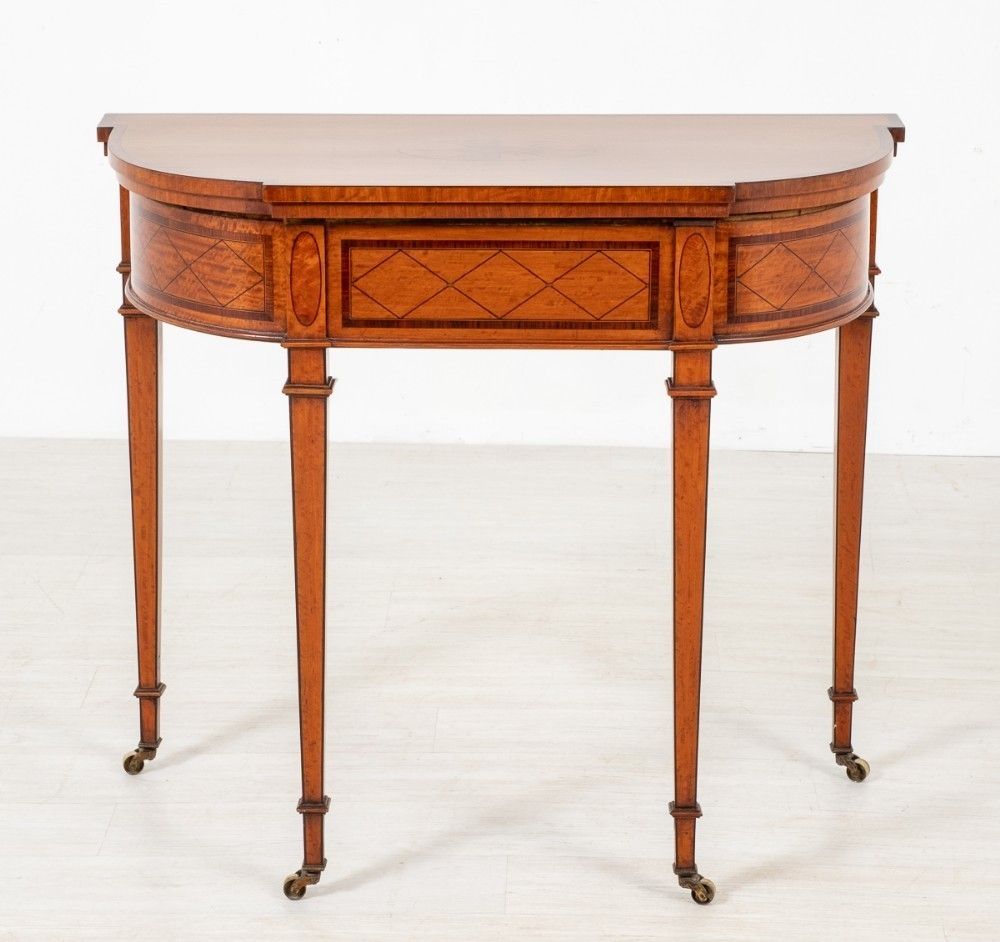 Hepplewhite Card Table   Antique Satinwood Games Tables 1880