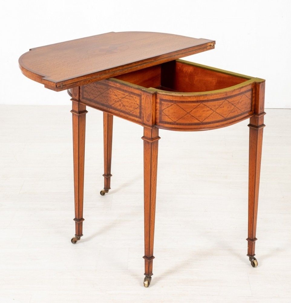 Hepplewhite Card Table   Antique Satinwood Games Tables 1880 photo buy