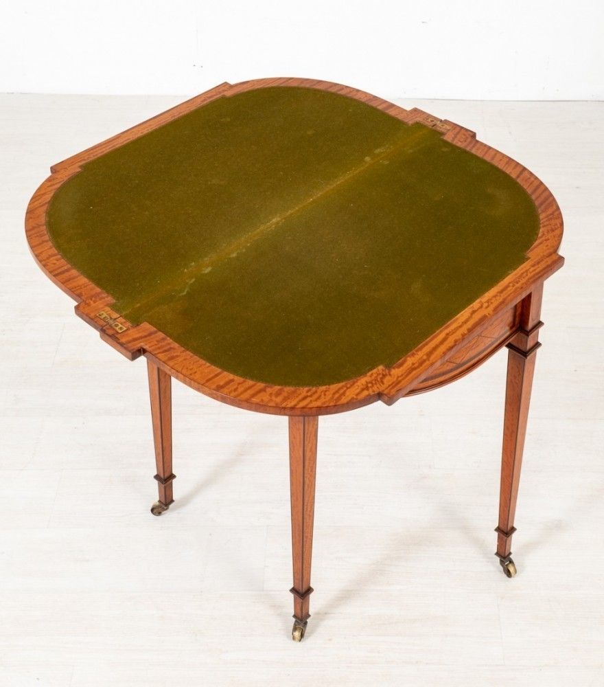 Hepplewhite Card Table   Antique Satinwood Games Tables 1880 photo vintage