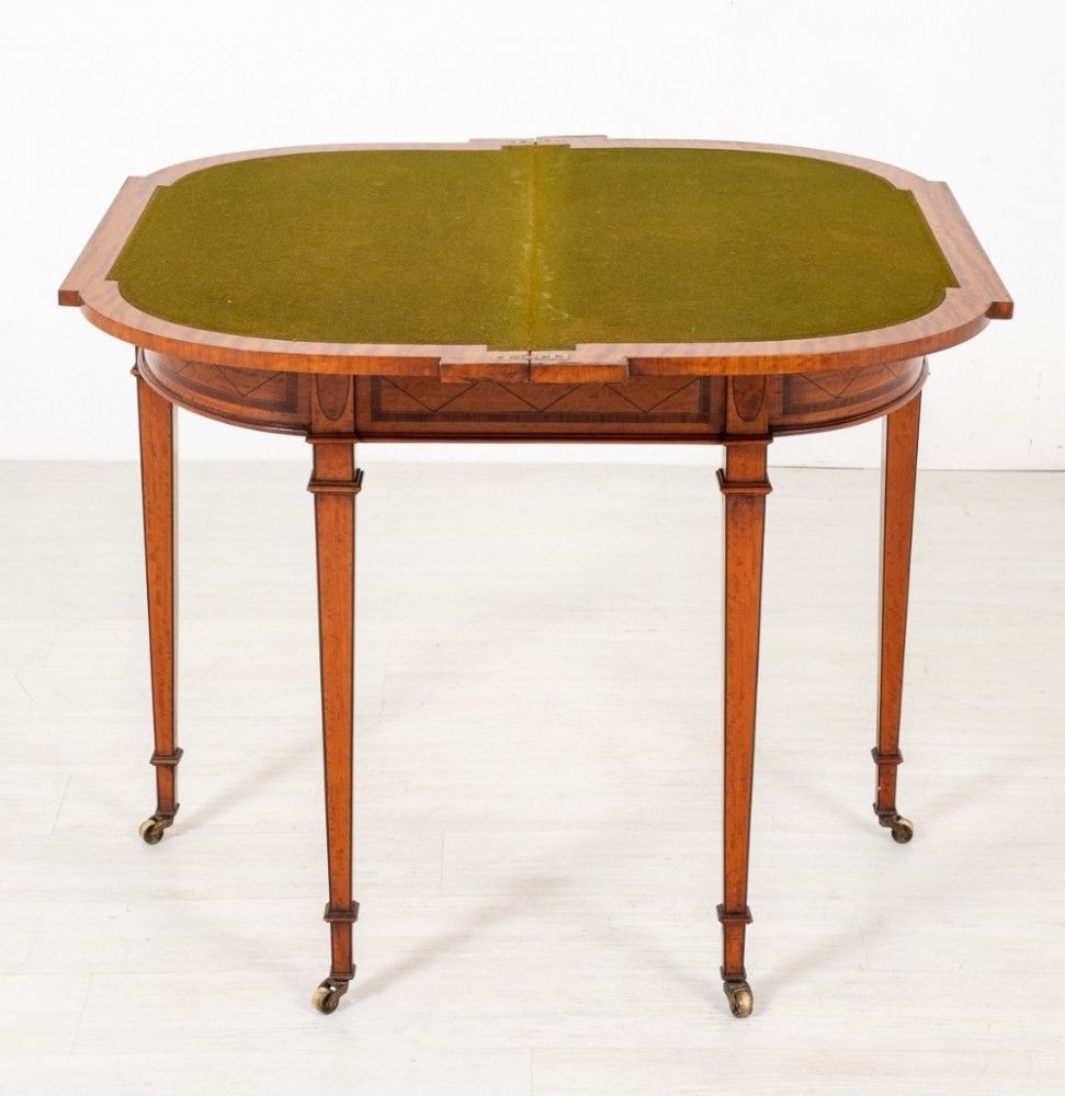 Furniture Hepplewhite Card Table   Antique Satinwood Games Tables 1880 photo