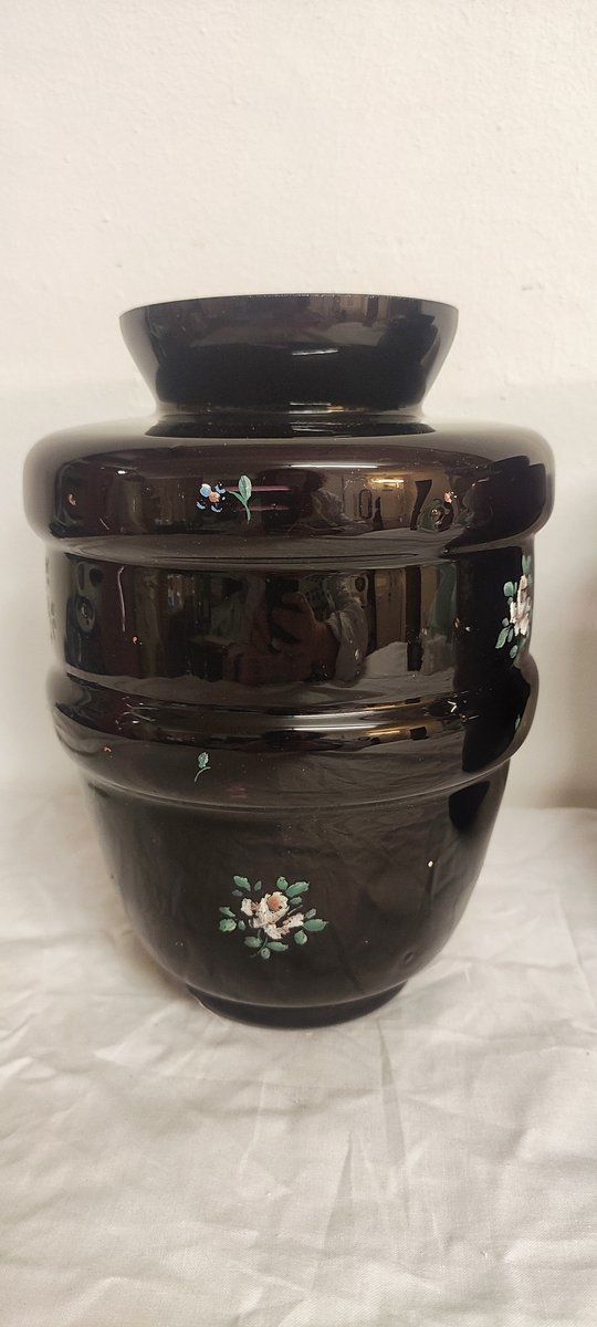 513.0 Painted Glass Vases, 1940s, Set Of 2 photo