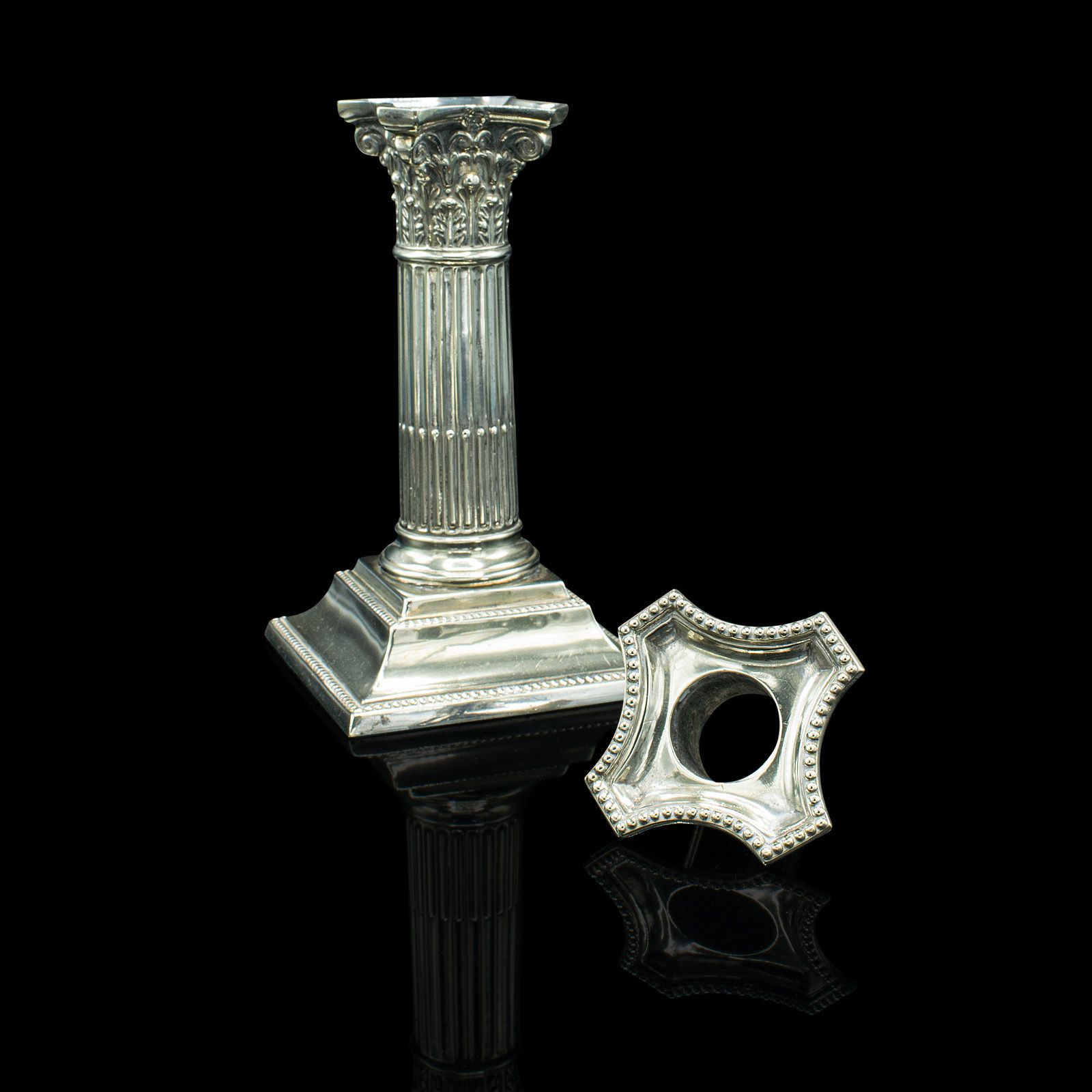 Pair Of Antique Decorative Candlesticks, Italian, Silver Plated, Grand Tour, 1860 photo furniture