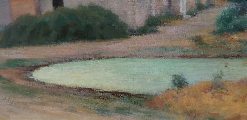 2626.5 Painting Rural Scene Signed C. Perron – Early 20th Century photo