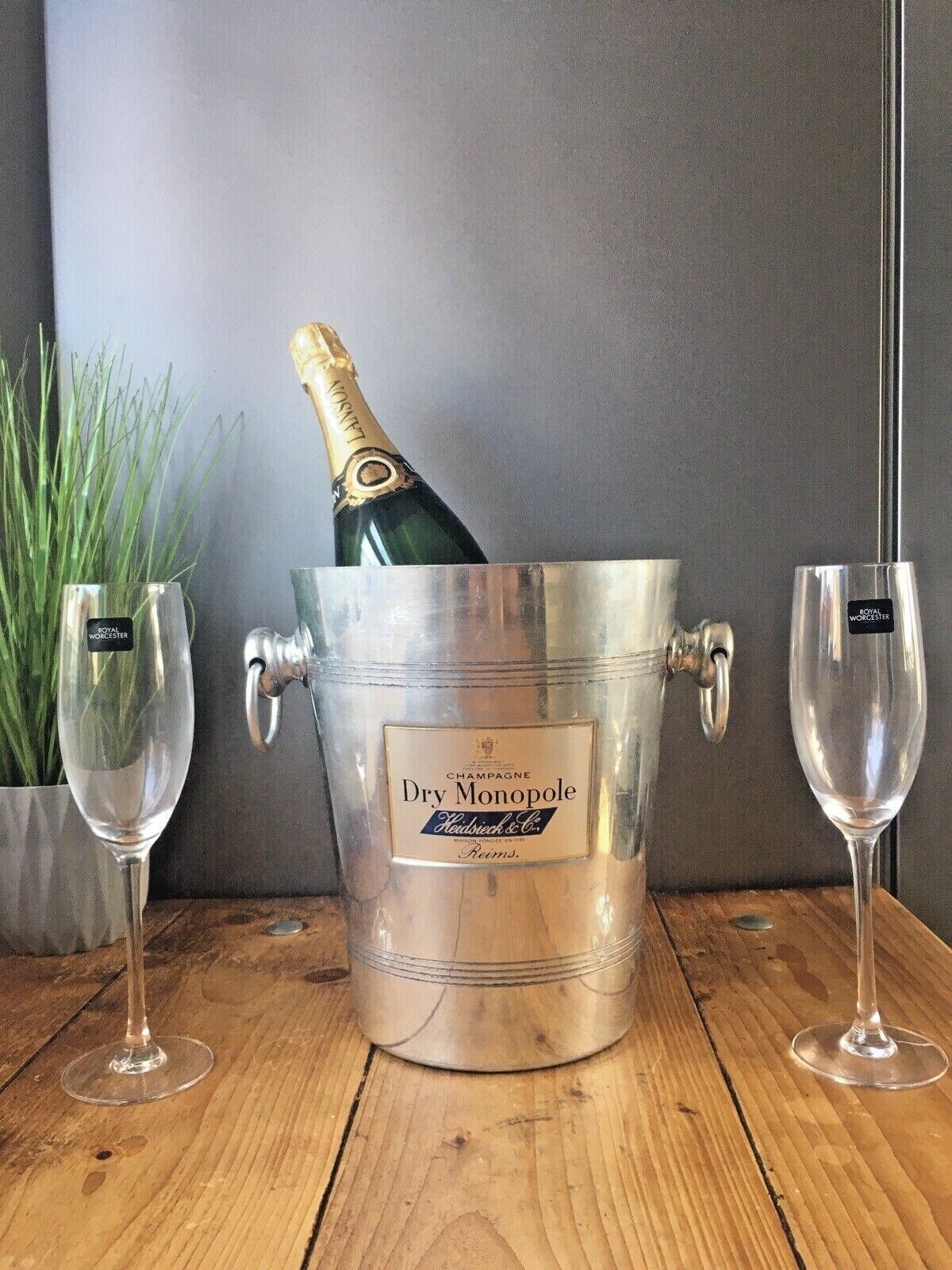 Vintage 60's French Champagne Dry Monopole Aluminium Ice Bucket Bottle Cooler