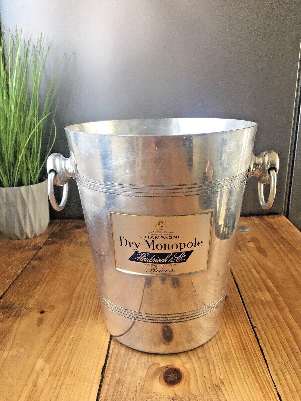 Vintage 60's French Champagne Dry Monopole Aluminium Ice Bucket Bottle Cooler photo for sale