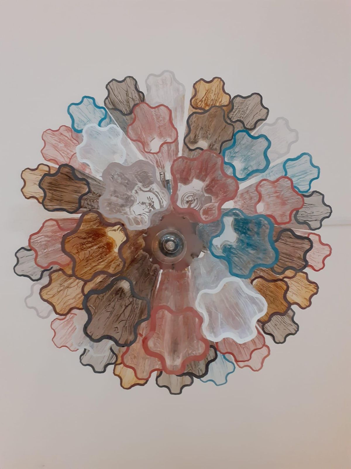 Contemporary Murano Glass "Tronchi" Chandelier With A Chrome Metal Frame photo Lighting