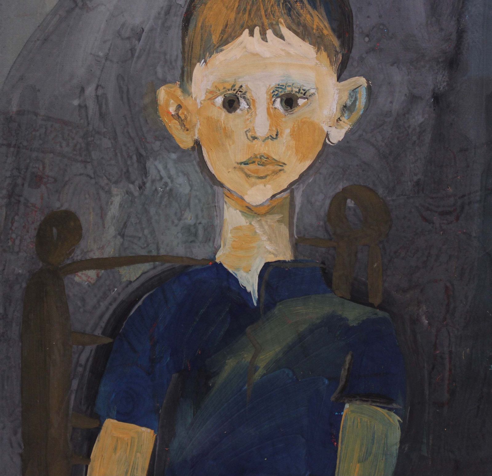 photo vinterior 'Portrait Of Boy In A Chair' By Raymond Debiève (Circa 1960s)