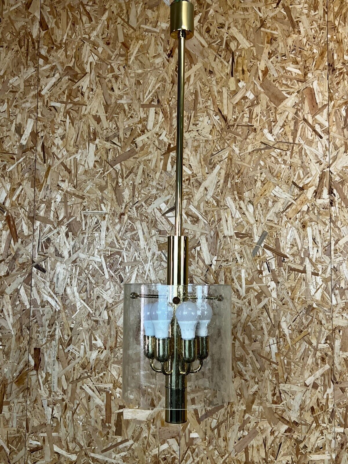 60s 70s Chandelier Huge Chandelier Pendant Lamp Limburg Glass & Chrome Design photo for sale