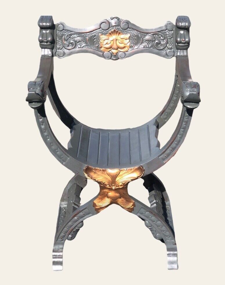 Handsome Vintage Carved Hardwood Hall Chair