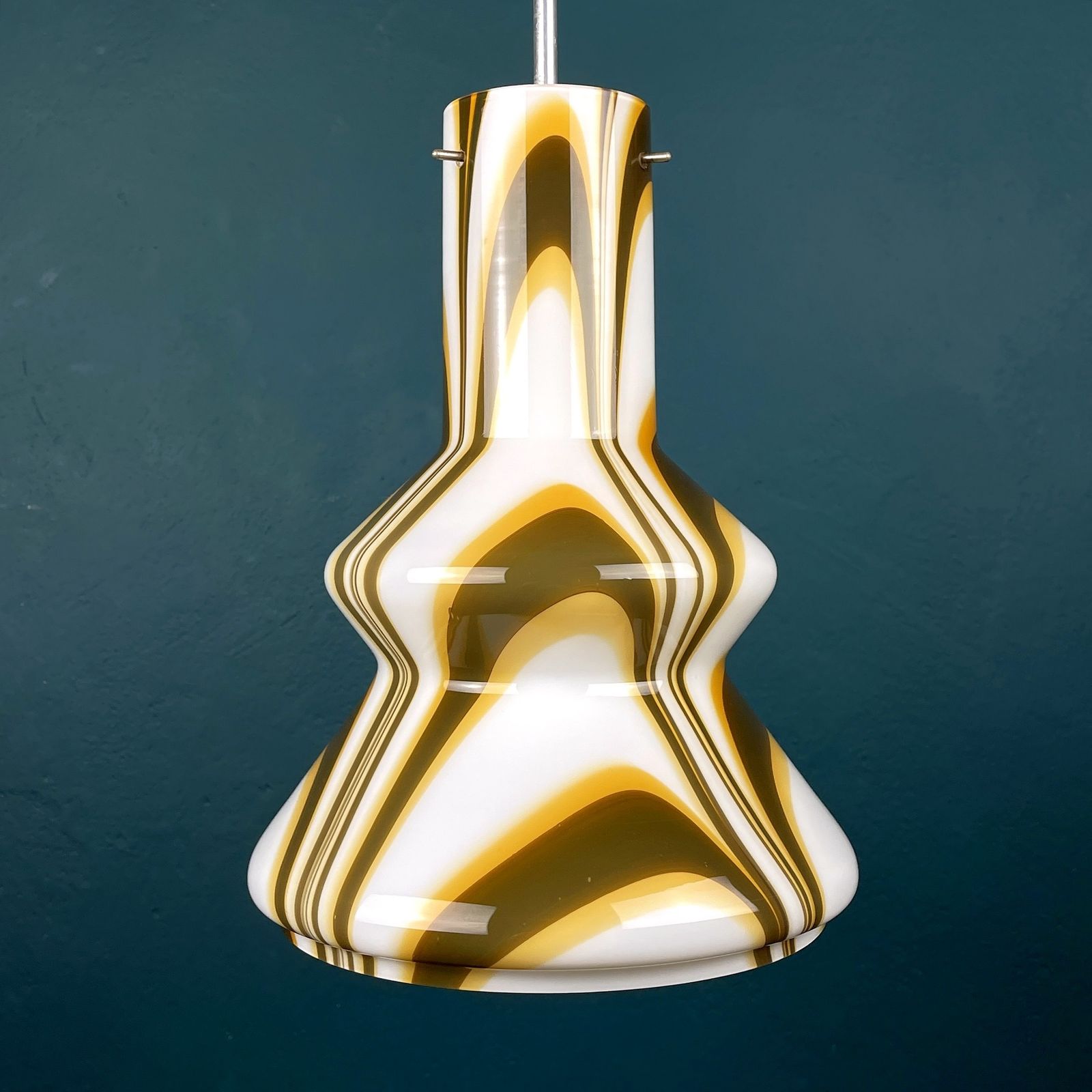 Mid Century Brown Opaline Murano Glass Pendant Lamp Italy 1950s photo for sale