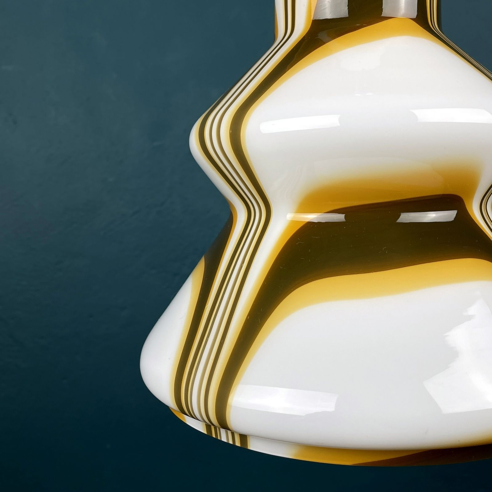 photo for sale Mid Century Brown Opaline Murano Glass Pendant Lamp Italy 1950s