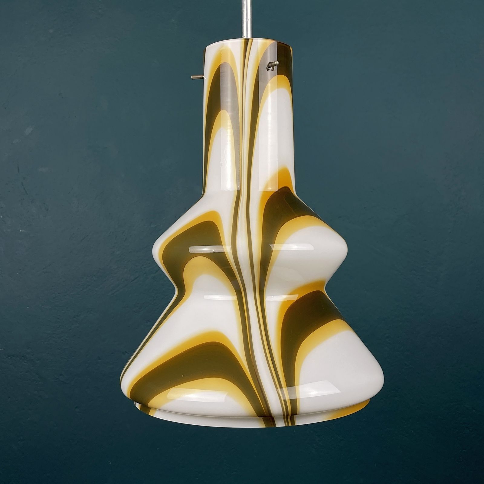 340.0 Mid Century Brown Opaline Murano Glass Pendant Lamp Italy 1950s photo