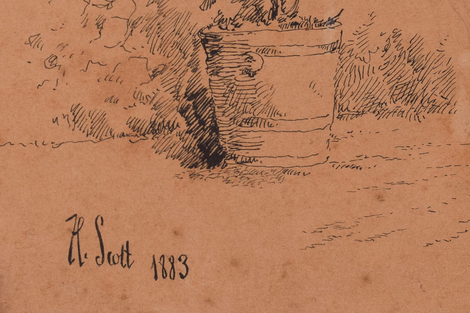 Paar Antieke Tekeningen, Gesigneerd 'H. Scott' photo furniture