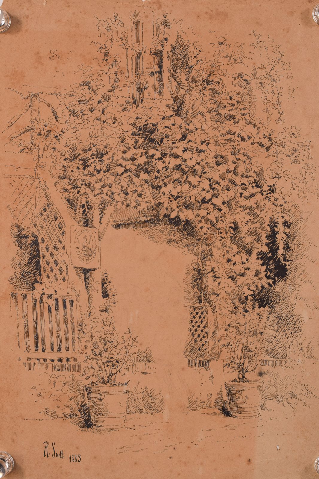 Paar Antieke Tekeningen, Gesigneerd 'H. Scott' photo vinterior