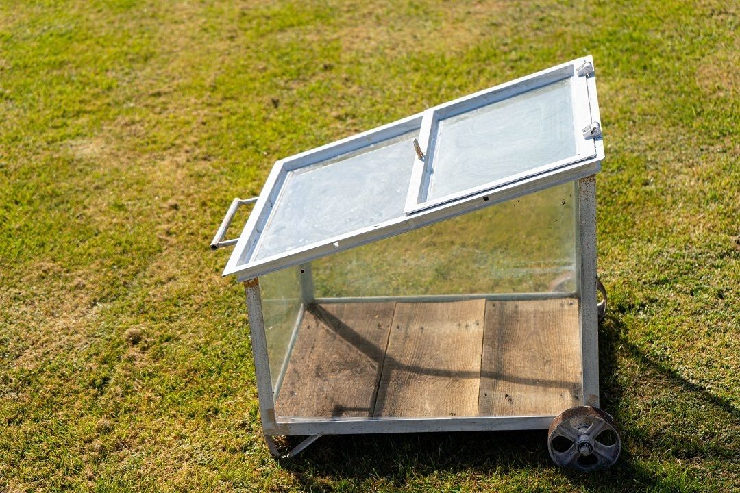 Mini Vintage Greenhouse/Cloche On Wheels – White photo buy