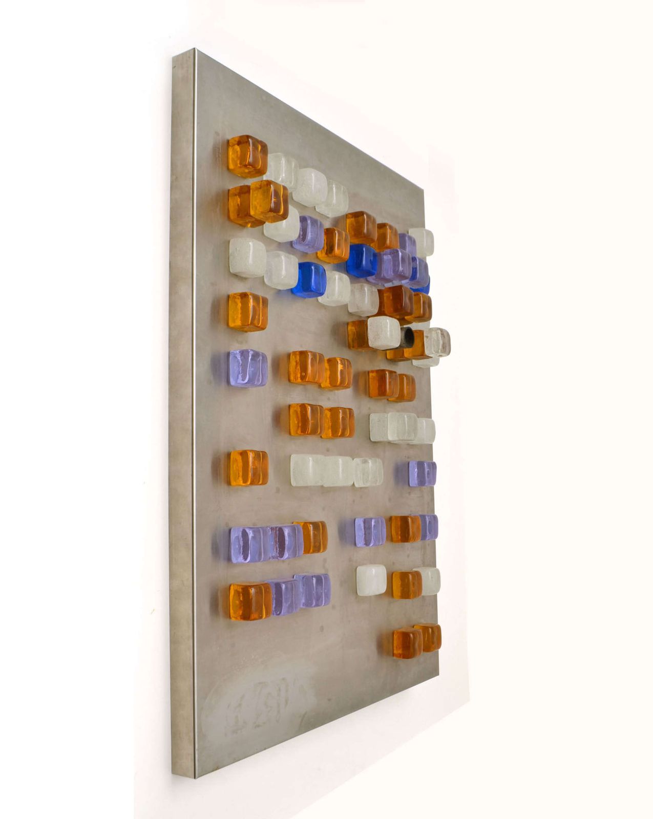 Poliarte Wall Light Of Glass Cubes On Stainless Steel By Albano Poli photo for sale