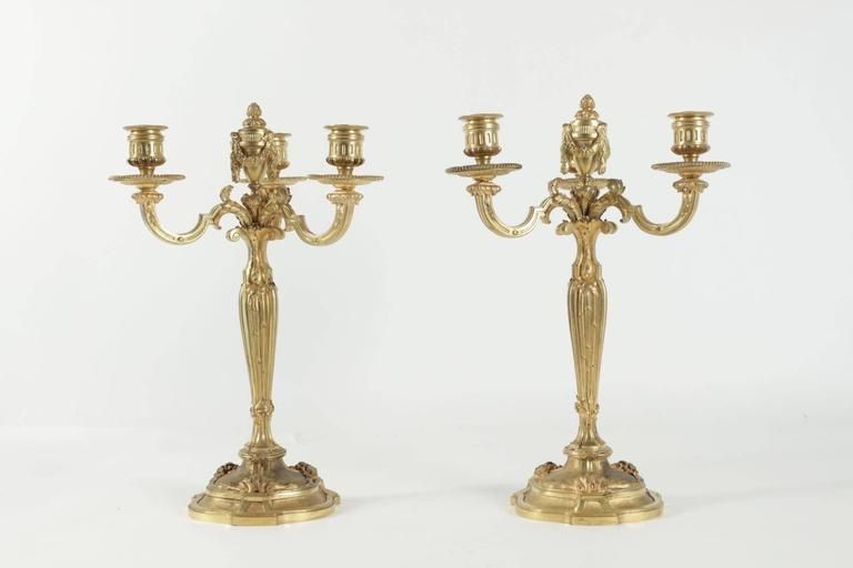 Pair Of Candelabra In The Style Of Louis XV In Gold Gilt Bronze, 19th Century photo furniture