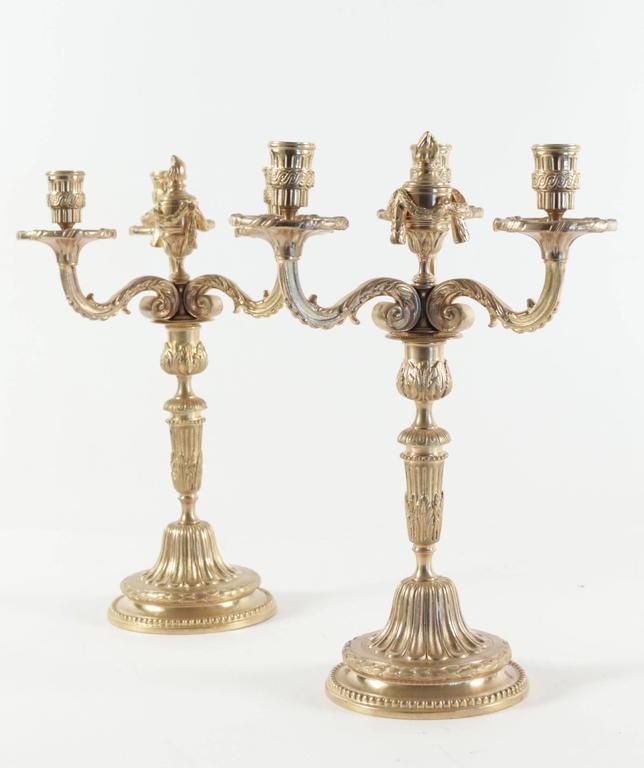Pair Of Candelabra In The Style Of Louis XV In Gold Gilt Bronze, 19th Century photo for sale