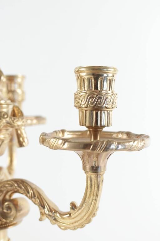 Pair Of Candelabra In The Style Of Louis XV In Gold Gilt Bronze, 19th Century photo vintage