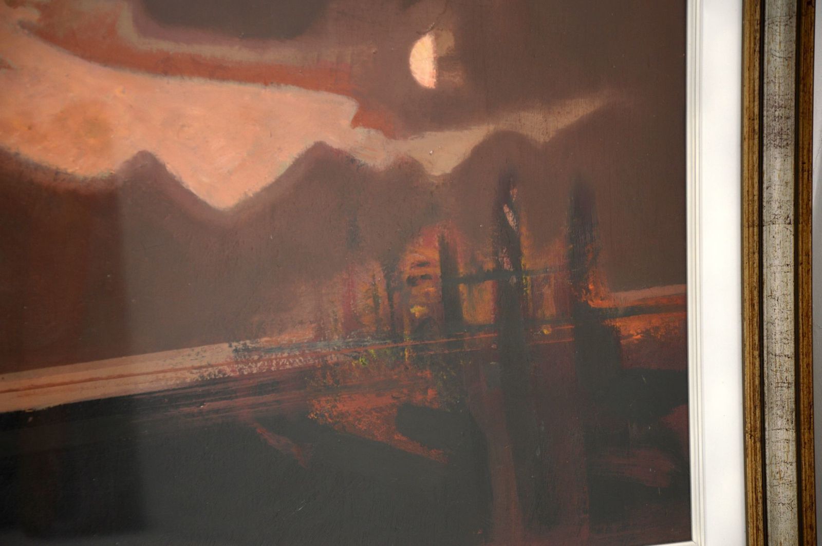 Pair Of Italian Abstract Framed Oil Paintings C.1980 Signed "Giussani" photo 643.76