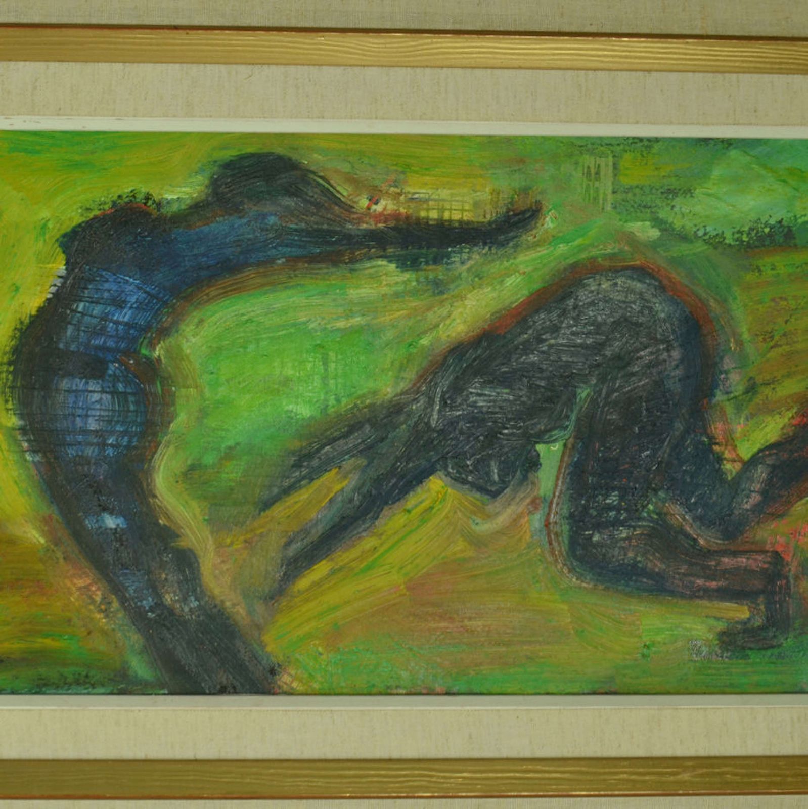 Swedish Painting Of Dancing Women In Green Field By R. Dagstrom photo for sale