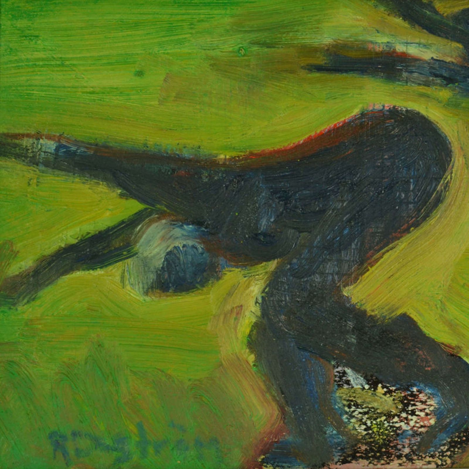 Swedish Painting Of Dancing Women In Green Field By R. Dagstrom photo vinterior