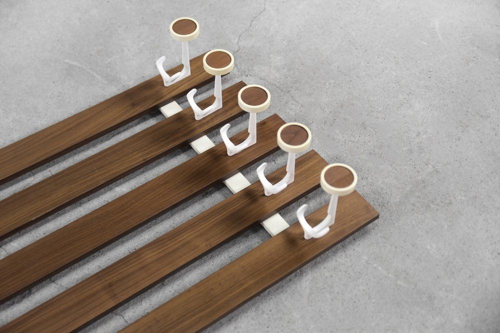 Mid Century Scandinavian Modern Teak Wall Coat Rack, 1950s photo furniture