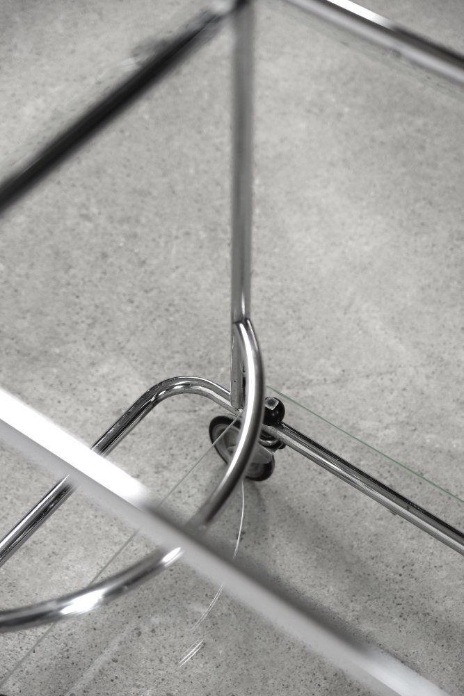 Vintage Art Dèco Tubular Steel Chrome Plated And Glass Bar Cart, 1950s photo vinterior