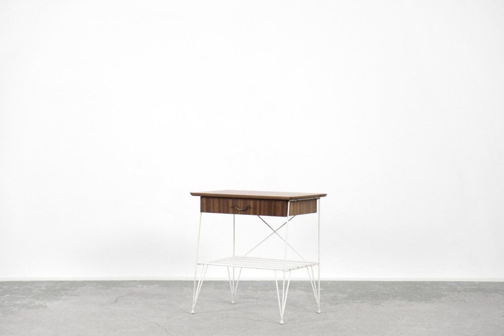 Mid Century Scandinavian Modern Brown Walnut Nightstand, 1960s photo vinterior